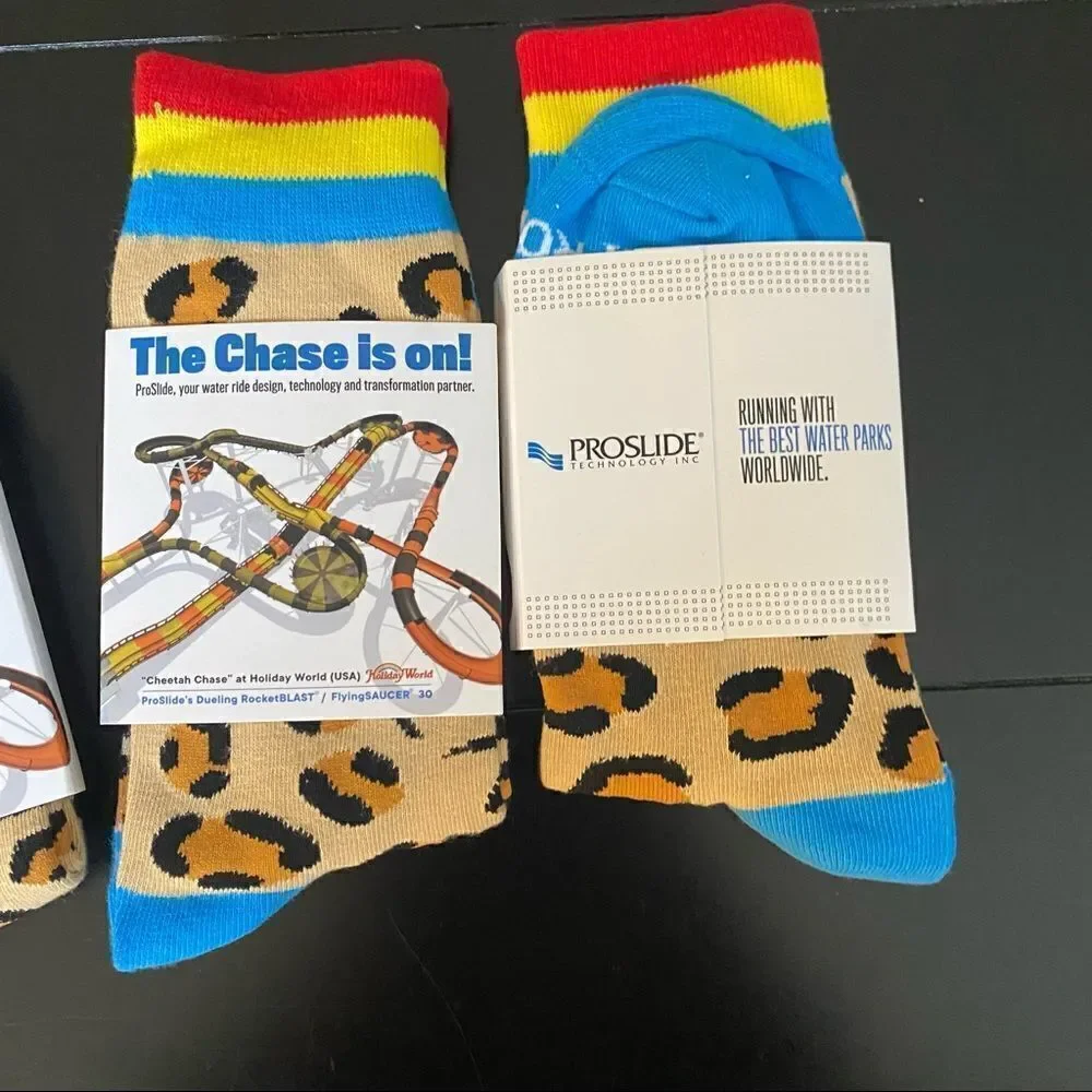6 Pc Bundle Reseller Lot Cheetah Print Socks Water Slide Unisex NIP
